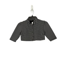 Amaio Swim Gigi Cardigan Top in Black White Stripe Button Rash Guard - XSmall