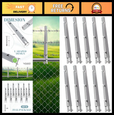 10 Pack 1-3/8" Barbed Wire Extension Arms for Chain Link Fences, Silver Finish