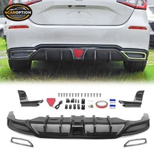 Rear Diffuser Fit 22-26 Civic Sport LX EX-L Carbon Fiber Print W/ Corner Spat PP