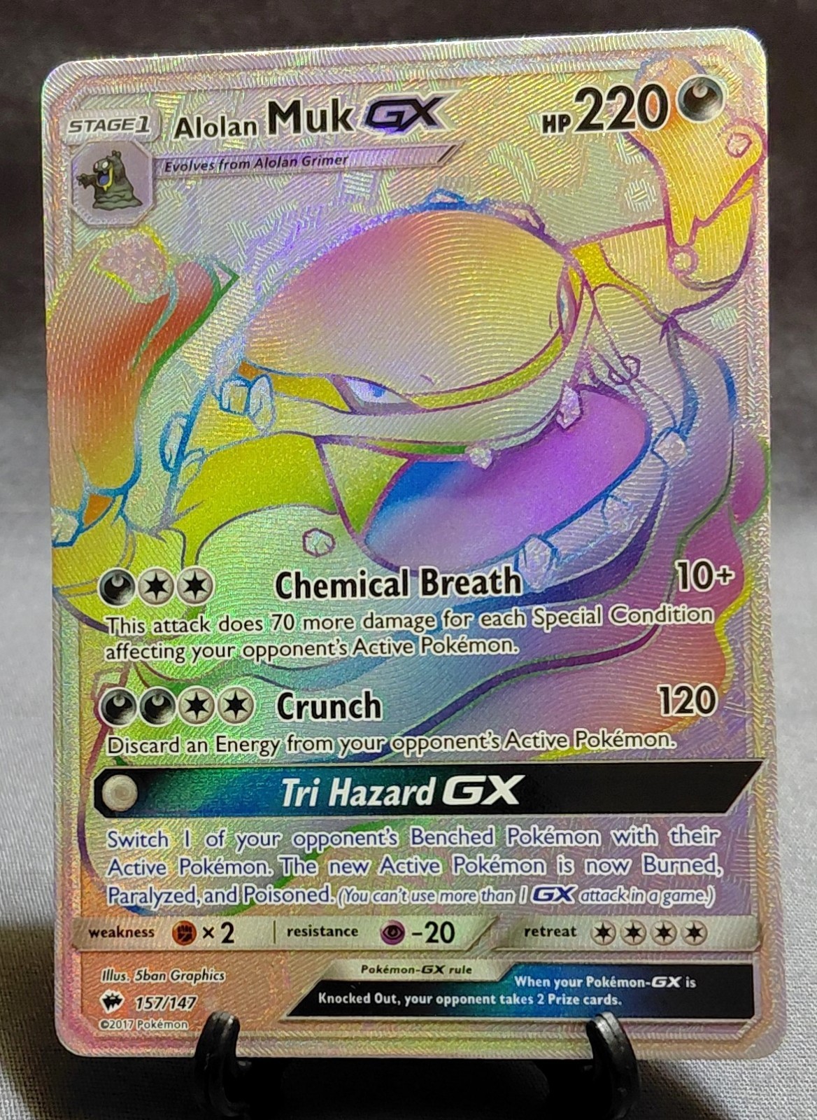 Pokémon Alolan Muk GX 157/147 Burning Shadows Full Art 2017 = NM