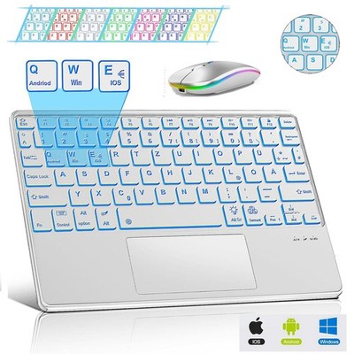 Kabellose Bluetooth Tastatur Maus QWERTZ Layout Standard Keyboard Weiß Deutsch
