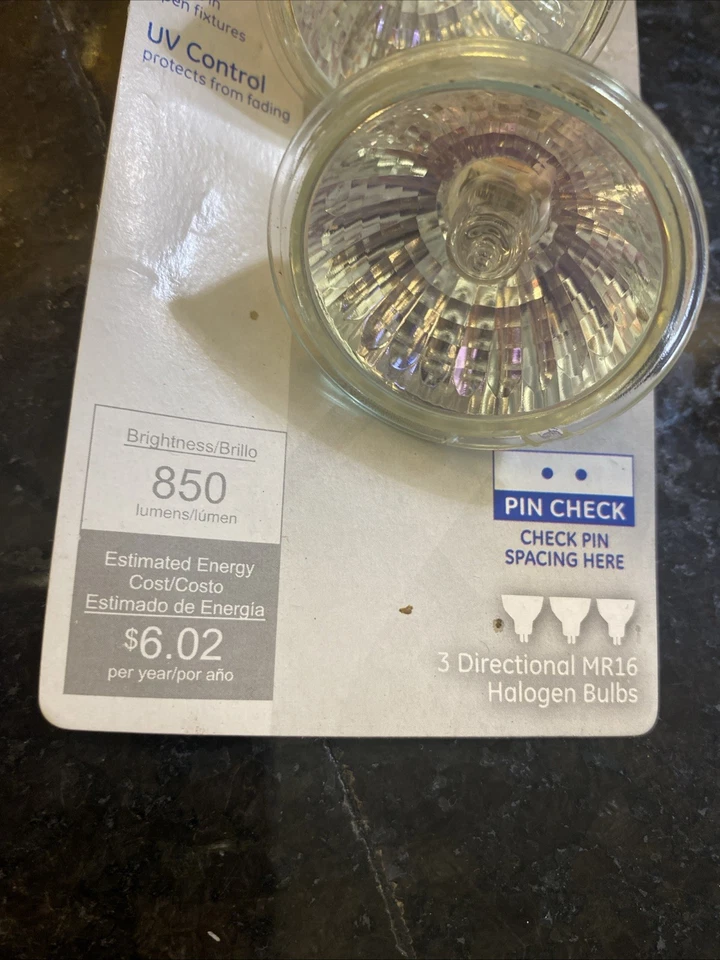GE 2Pk 50W Gx5.3 Mr16 12V Bulbs 850 Lumens Directional Energy Eff UV Control - Image 2 of 4