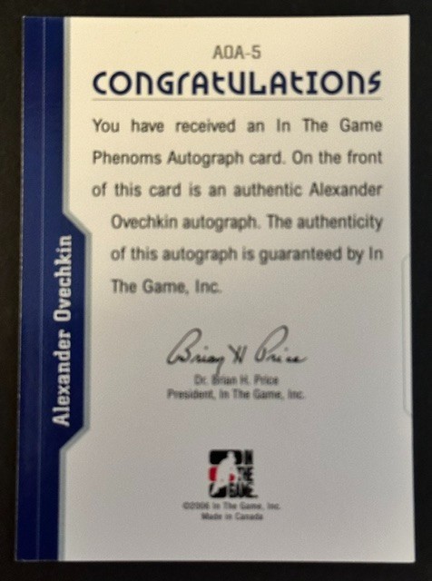 Alexander Ovechkin Card Lot.  In The Game Phenoms SP.  Heroes and Prospects. view 7