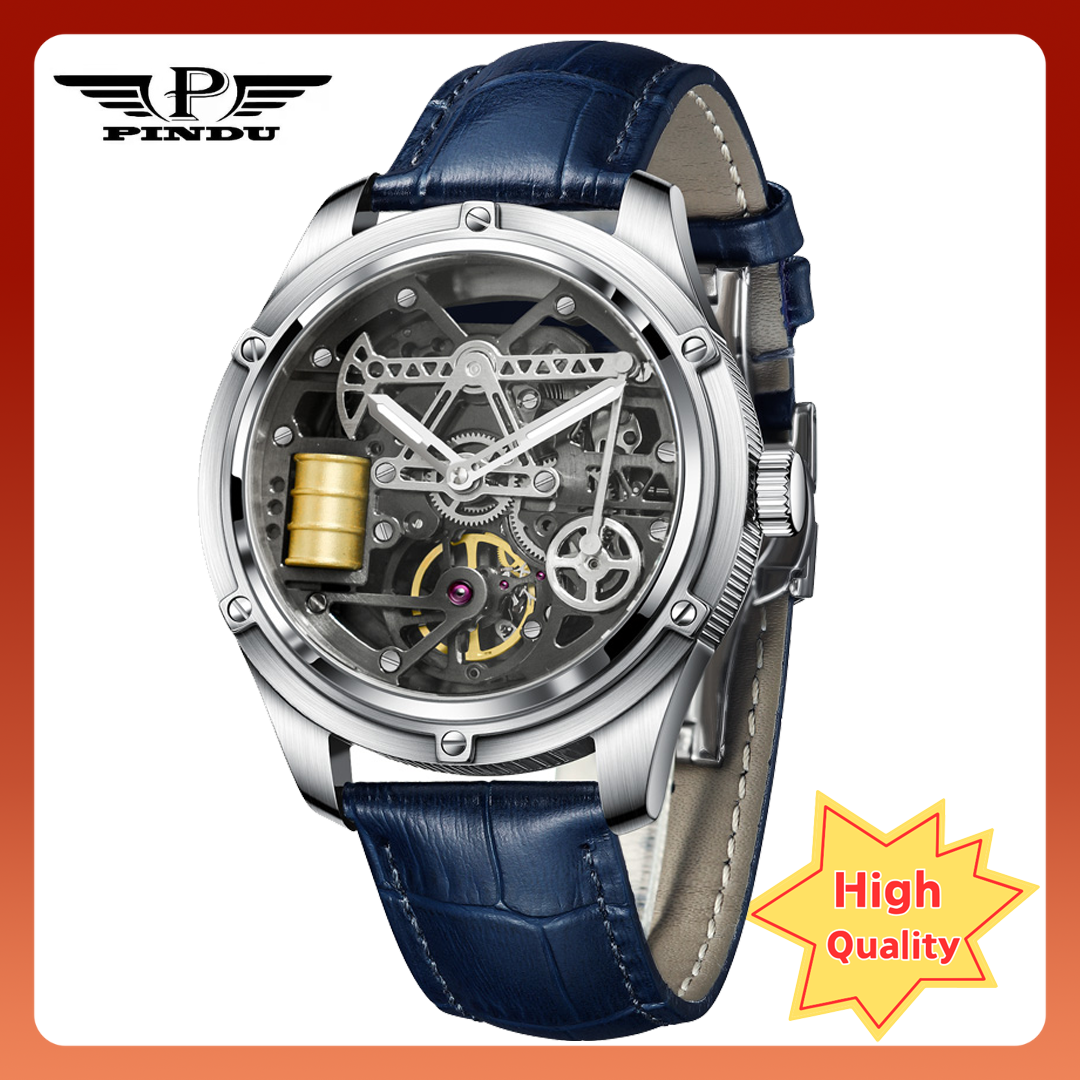 PINDU Men's Auto Stainless Steel Mechanical Watch - 5ATM, Luminescent, Authentic