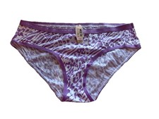 VTG. Purple Zebra Cheetah Victoria  s Secret Cotton Lingerie Hiphugger Large NEW