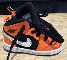 AIR JORDAN 1 MID TD Toddler Size 4C Orange Black Cone Sneaker 640735-062
