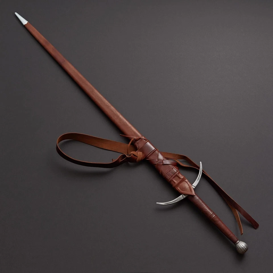 Espada danesa de acero Damasco forjado a mano: réplica medieval con mango de madera Foto 2 de 3