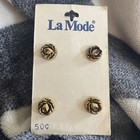 Vintage La Mode Shank Buttons Rose Flower In Gold Antique Finish Set Of 4 — photo 1
