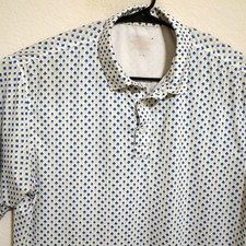 Straight Down Shirt Mens Large Short Sleeve Golf Performance Polo White Blue