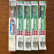 Vtg 1990s Gum Butler Adult Slender Head Soft Bristle Toothbrush-4 Oral B 2-Row