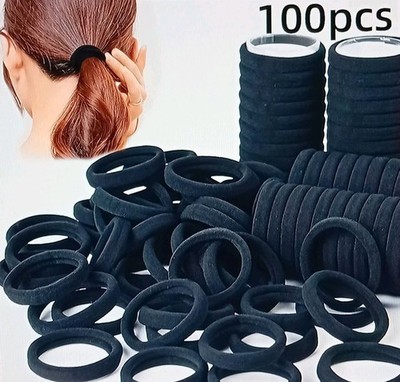 100 Stück Haargummis Schwarz 4 cm Ringform aus Gummi für alle Haartypen