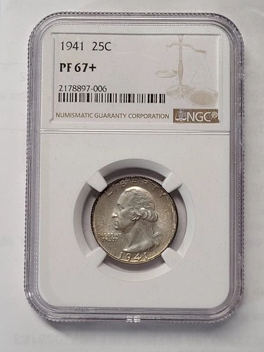 1941 25C NGC PR67+ Washington Quarter with Toning