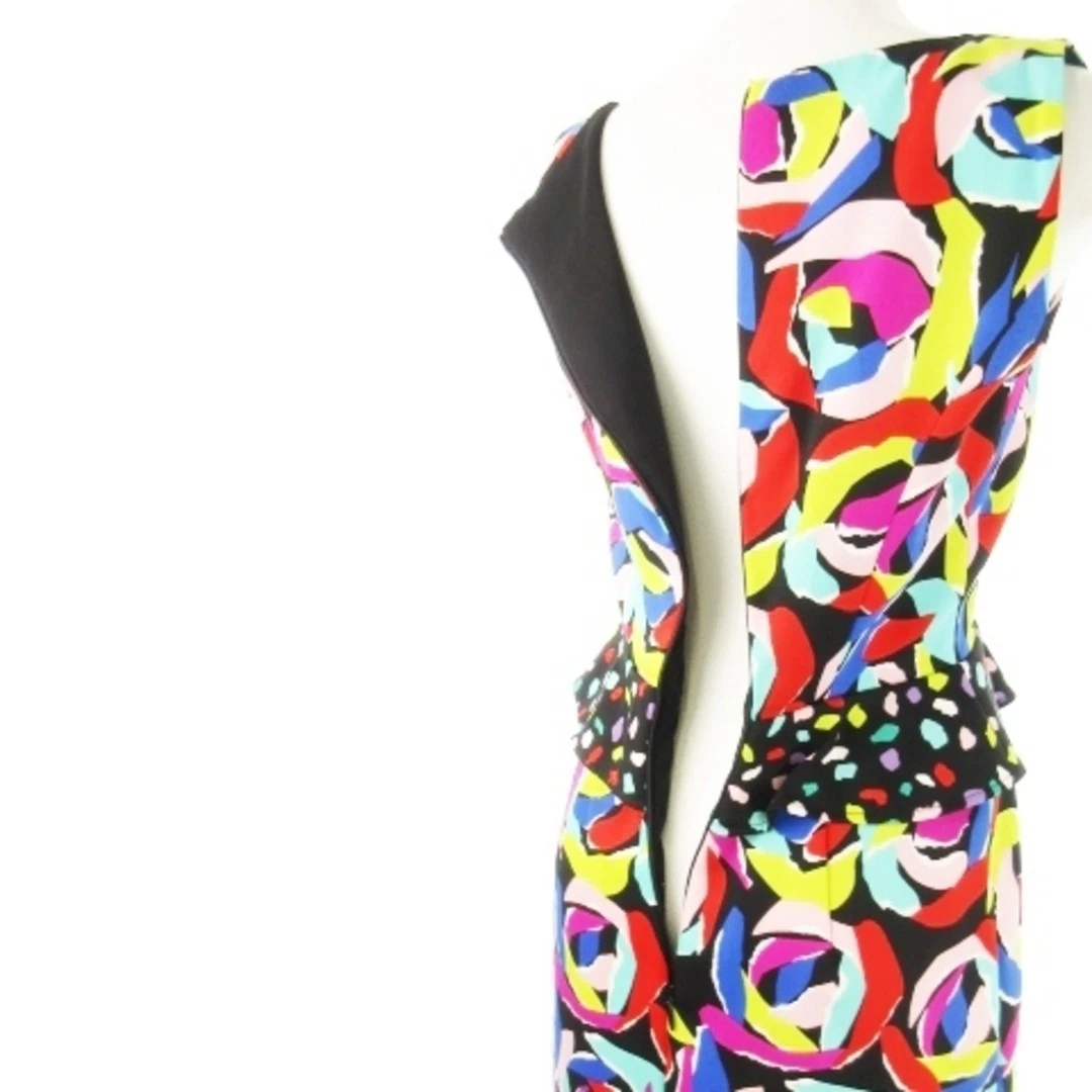 Abito Moschino BOUTIQUE lunghezza ginocchio senza maniche peplo volant rosa floreale 36