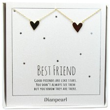 Heart Necklace for 2 Best Friend BFF Gift Dainty Gold Friendship Jewelry Chri...