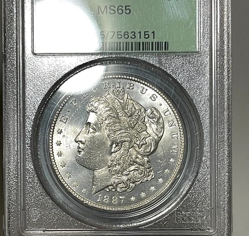 1887 OGH PCGS MS65 Morgan Silver Dollar w/PL Proof-Like Details