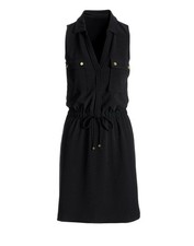Boston Proper Beyond Travel Chic Drawstring Utility Midi Black Dress Small