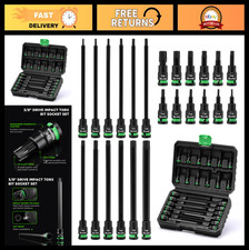Extra Long Torx Bit Socket Set 24pcs S2 Alloy Steel T10-t60 2in 6in Cr-v