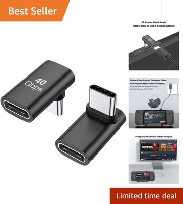 Effortless 90 Degree USB-C Adapter - 100W Fast Charging & Data Support, 2 Pack