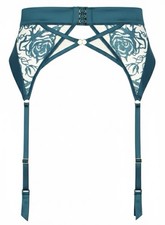 Ann Summers The Satin Desire Waspie Suspender Belt Teal Size Large XL or XXL New