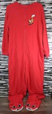 Nick  Nora Red One Piece Fox Footie Footed Pjs Pajamas Size L Adult Flawed
