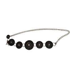 Chico's Adjustable Medallion Chain Belt Antique Gold Boho Western Statement