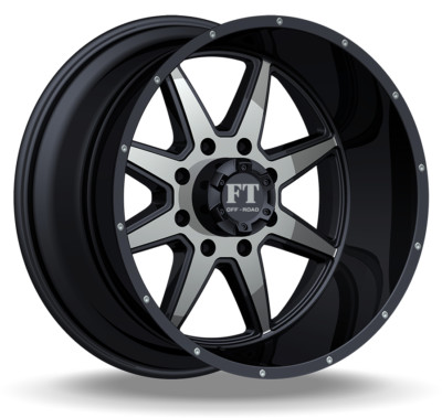 4 ~ 20x12 Full Throttle FT-2 Blade Machine Black Wheels 5x139.7 (5x5.5'') -44mm