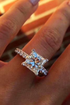 2.5Ct Princess Cut Simulated Diamond Accent Solitaire Ring 18K White Gold Plated