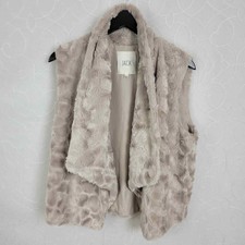 Jack Womens Elektra Vest Large Gray Faux Fur Foldover Collar Lined By Bb Dakota