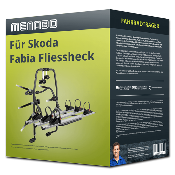 Menabo FahrradträGer Stand Up 3 Schwarz/Silber FüR Skoda Fabia III NJ3 - 3 RäDer-image