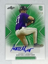 2021 LEAF PERFECT GAME GREEN ASHTON CROWTHER PAPER RC AUTO # 8/10