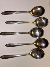 National Silver Co Princess Royal set 5 soup gumbo spoons  silver-plated vintage