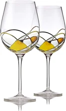 Red Wine Glasses Set of 2, Hand Painted Wine Glass, Drinkware Essentials, 11" H,