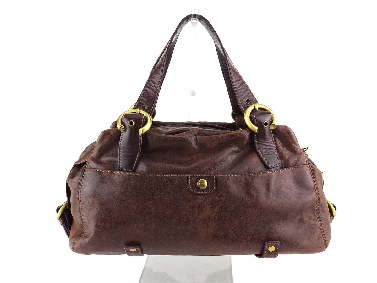 Francesco Biasia Boston Bag ZIP Pocket Leather Authentic USED 