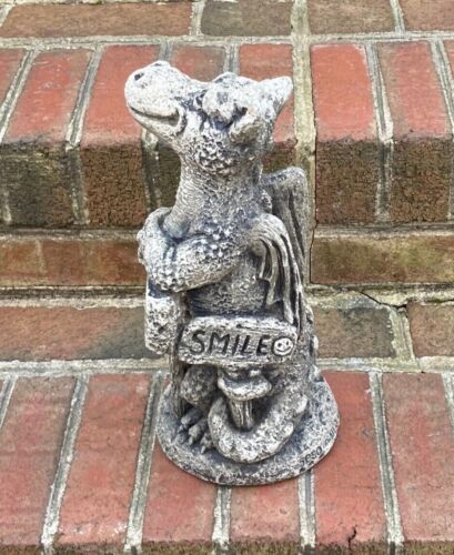 Little Darling Dragon Heavy Solid Cast Stone Welcome Garden Decor Statue - Picture 3 of 16