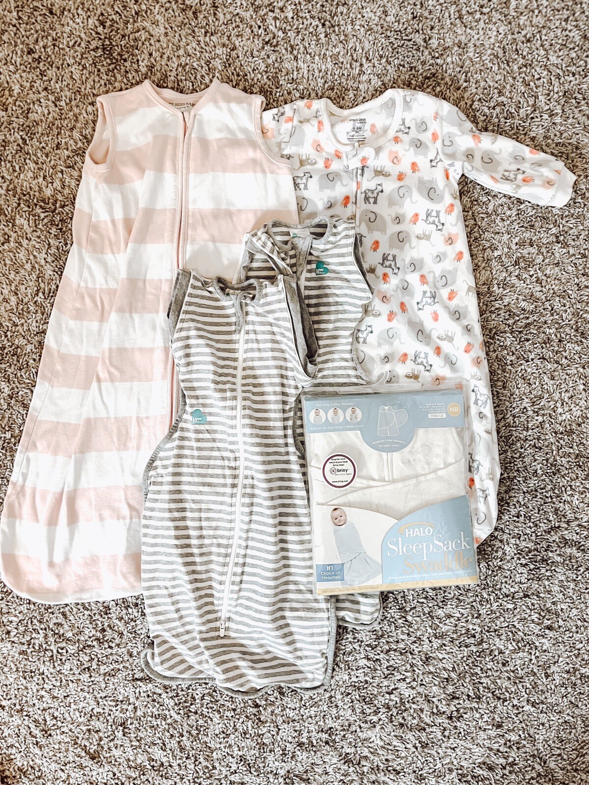 Lot Of 5 Cotton Sleep Sacks Halo Burt’s Bees Carters Swaddle Up eBay