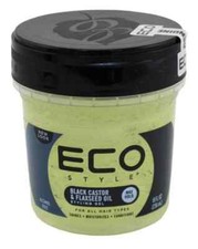 Eco Style Black Castor and Flaxseed Oil Styling Gel ,Long Lasting Shine ,8 oz