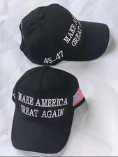 Trump 2024 MAGA Black  White 45-47 Hat Make America Great Again