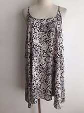 Intimately Free People Nightie Slip Off-White w/Black  Gray Paisley Size XS