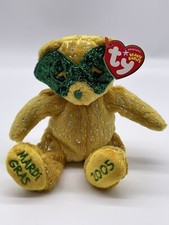Ty Beanie Baby  Masque  2005 Mardi Gras Bear 44044  gold version 