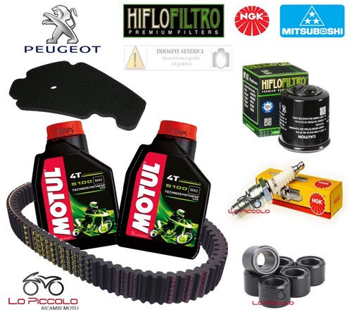 Kit Tagliando Completo Per Peugeot Satelis 400 Executive ABS 2007-2009: Olio Motul, Candela NGK, Filtri HIFlo