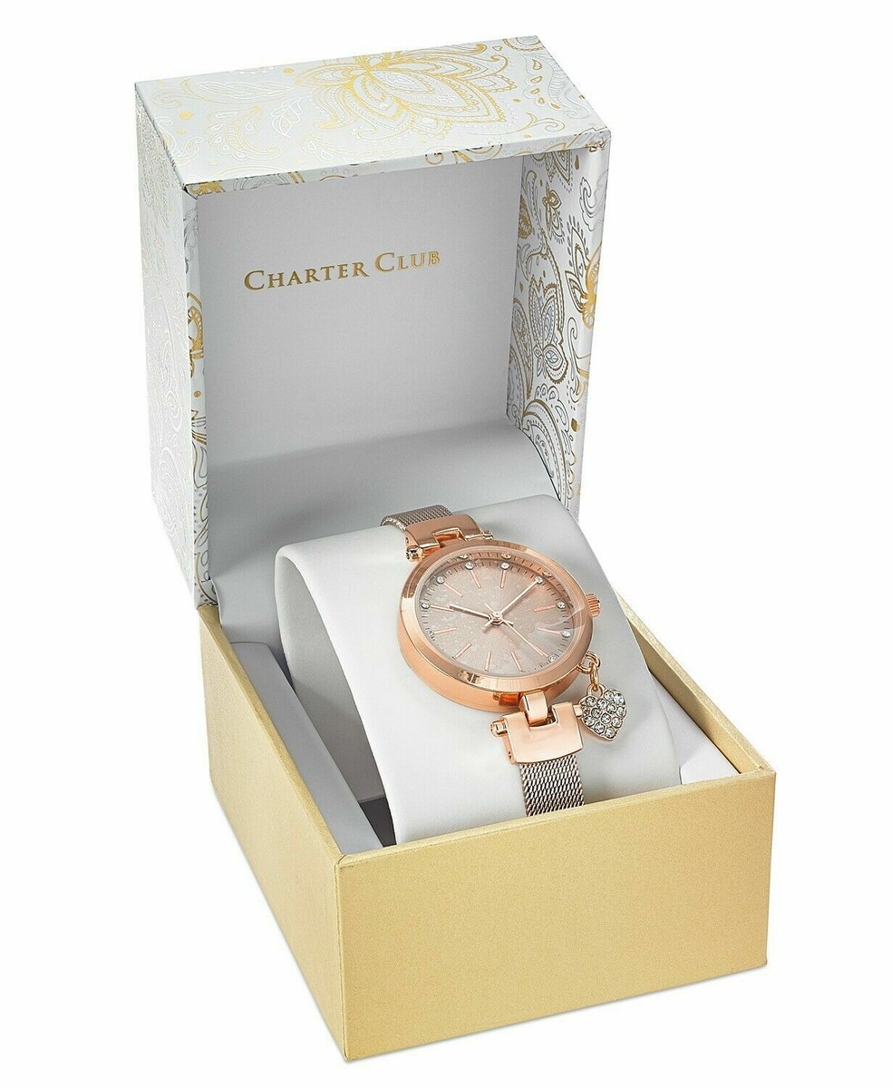 New Charter Club Rose Gold Charm Watch with Key & Heart ? beautiful Charter Club Rose Gold Analog Watch - Etsy main image 4