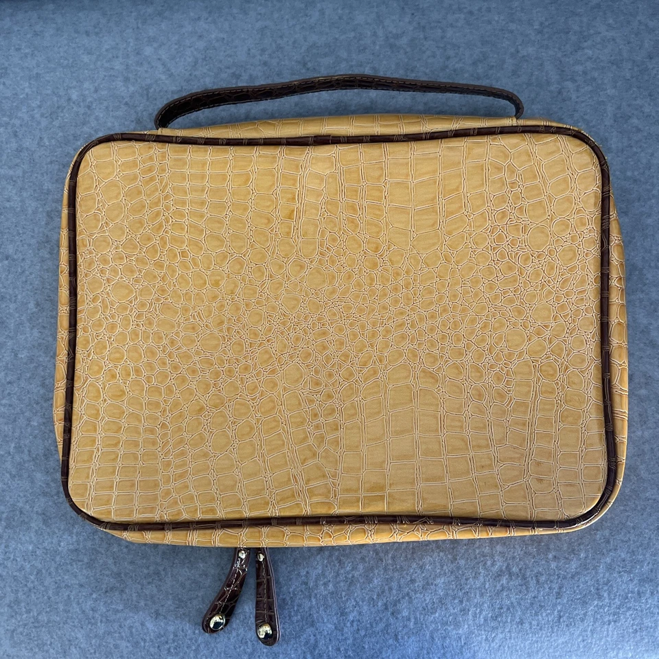 Samantha Brown Luggage Jewelry/Cosmetic Bag Faux Croc Yellow/Brown - 14x11 -Cool - Image 3 of 4