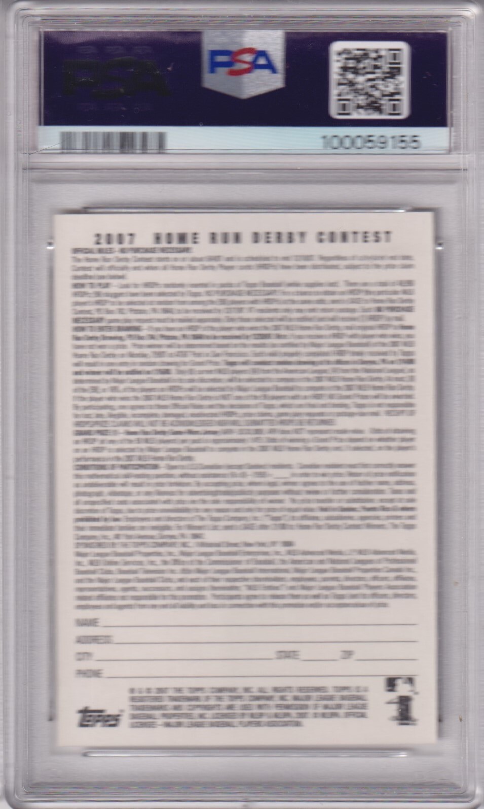 2007 Topps Home Run Derby ALBERT PUJOLS PSA 10 GEM MT /999 *LOW POP* VERY RARE view 4