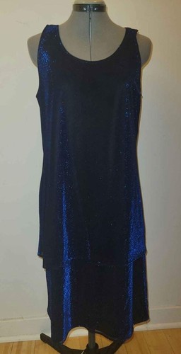 Vintage dress in sparkly blue & black, size 10, great condition