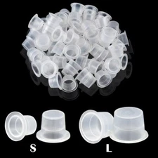 100,200,500Pcs Plastic Tattoo Ink Pigment Cups with Holder Caps Small Large Size