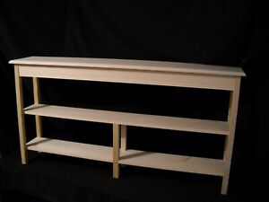 Foyer Beveled Edge 11"deep Pine Table w/2 Shelves Sofa Unfinished 60" Console 
