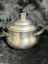 Monterey StainlessSteel Serving Bowl w/Lid Metal Japan 1950's5.5”w/Org Sticker