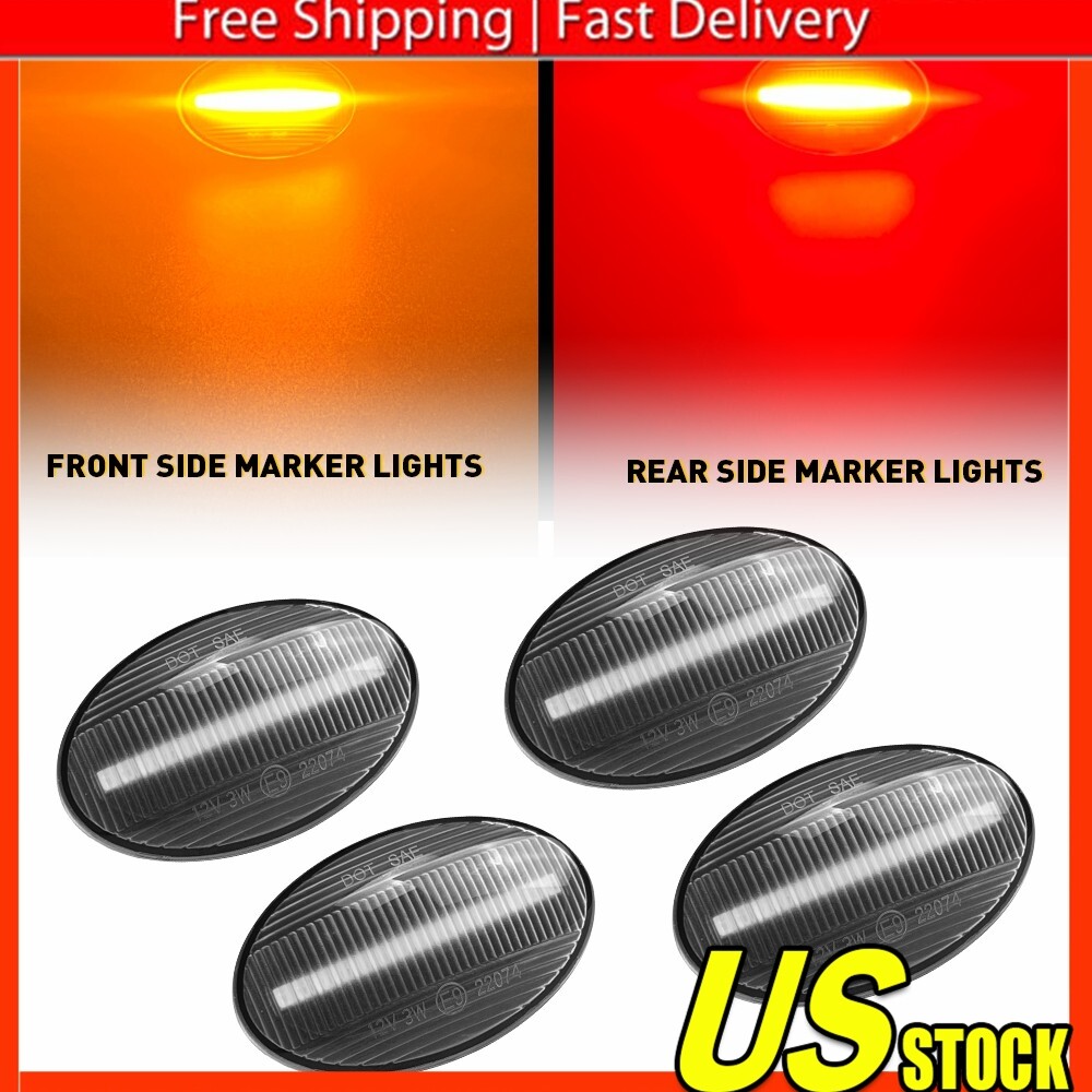 4Pcs LED Fender Side Dually Marker Lights Bed For 9910 Ford F350 F450