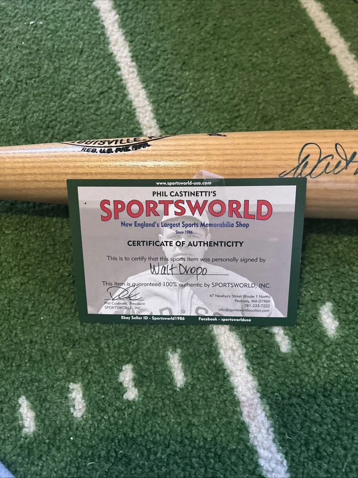 Murciélago firmado por Walt Dropo con certificado de autenticidad Foto 2 de 2