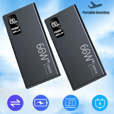 1/2 Pack 40000mAh 66W Power Bank Fast Charging Portable External Battery PD 20W